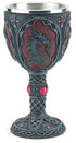 7.5-inch dragon chalice altar cup — gothic resin ritual vessel with sculpted dragon figures wrapping the stem for ceremonial magic and libation work.