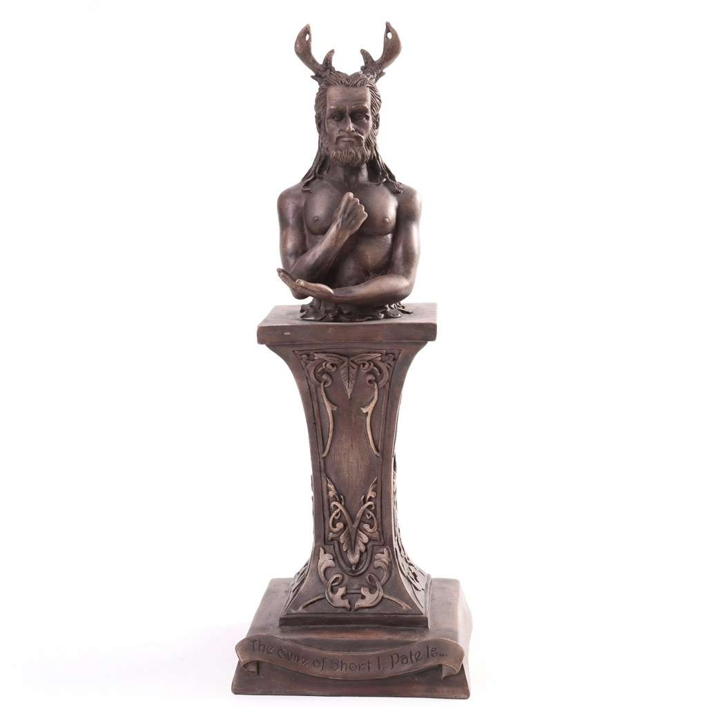 Cast resin Horned God Cernunnos antlered statue for Wiccan altar dual deity practice Celtic paganism nature rituals and Beltane devotion