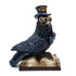 Steampunk-styled cold-cast resin raven figurine perched on a stack of books with gear and clockwork detailing, 4.75 inch gothic altar decor statue.