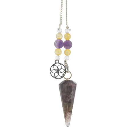 Super 7 Hexagonal Seed of Life Charm Pendulum | Spiritual Stone for Intuition, Healing &amp; Divination