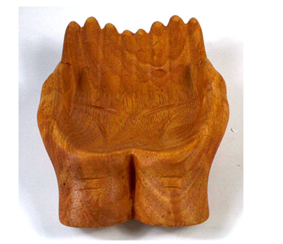 7" wood Hand offering bowl