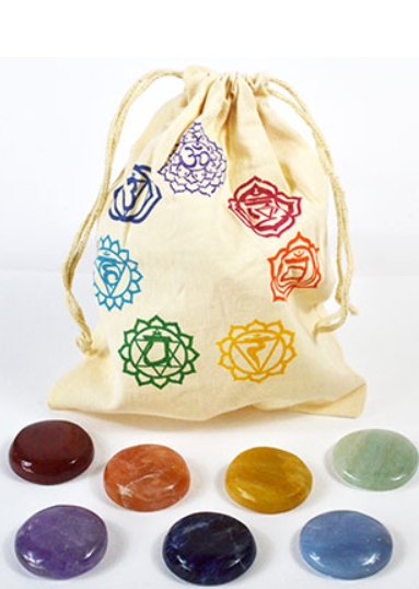 (set of 7) Chakra stones with Bag Tumbled