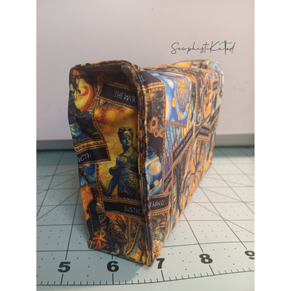 Handmade Tarot &amp; Oracle Card Deck Case – Tarot Theme, Steampunk Lined, Snap Closure (5.75”)