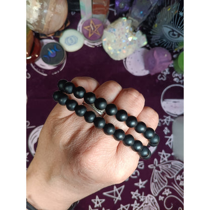 Tiger Eye &amp; Black Bead Stretch Bracelet – 1 or 2 Tiger Eye Beads
