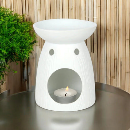 Tree of Life Oil Burner – Matte White Ceramic with Soft Illumination