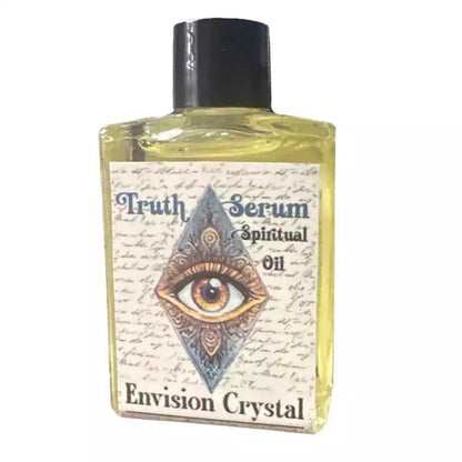 Truth Serum Spiritual Oil by Envision Crystal shown in small ritual oil bottle for anointing and spell work