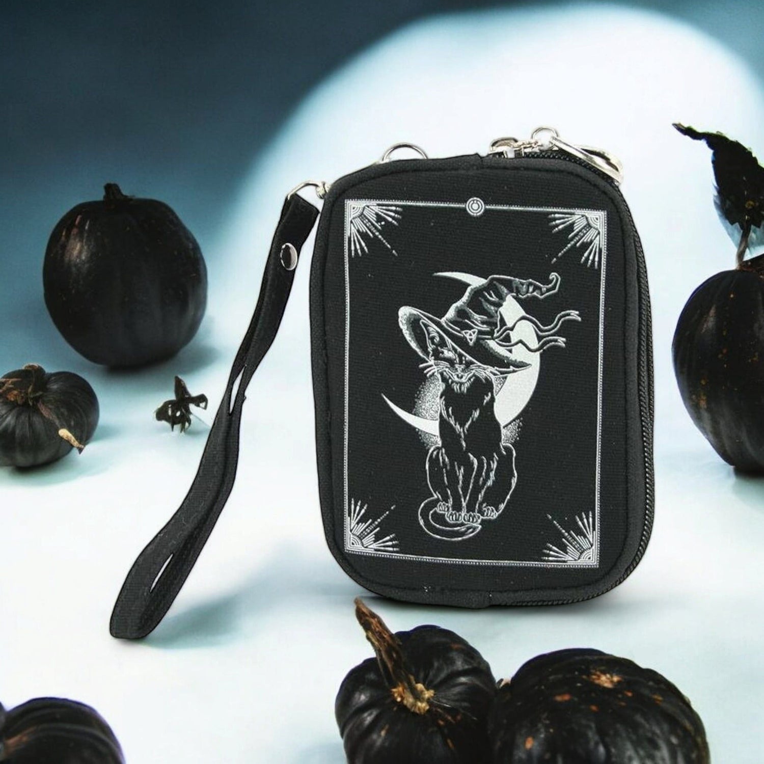 Witchy Wristlet – Celestial &amp; Occult-Inspired Canvas Zipper Pouch
