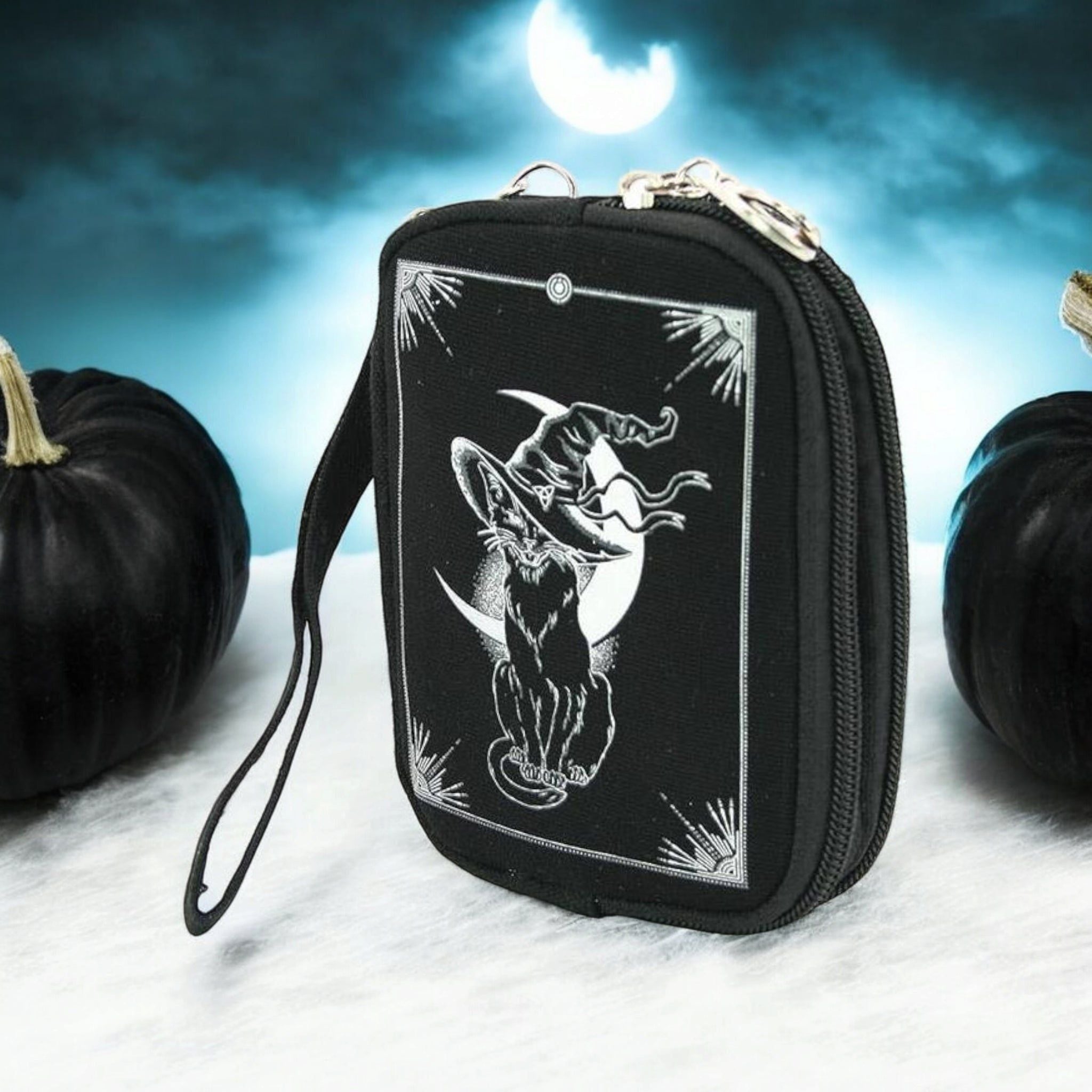 Witchy Wristlet – Celestial &amp; Occult-Inspired Canvas Zipper Pouch