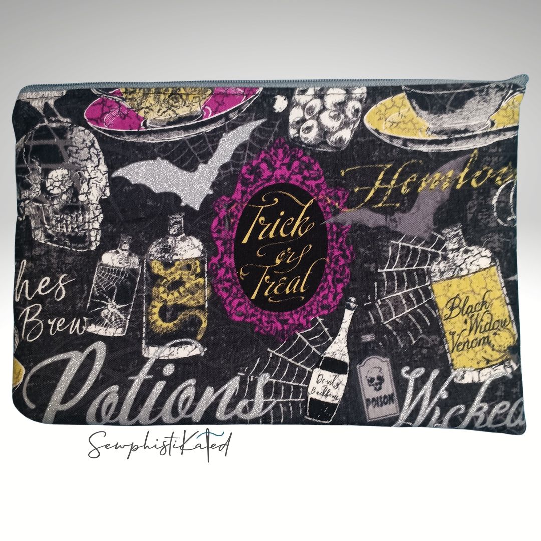 Witch Apothecary &amp; Mystic Cabinet Zipper Pouch | Handmade Cotton Bag