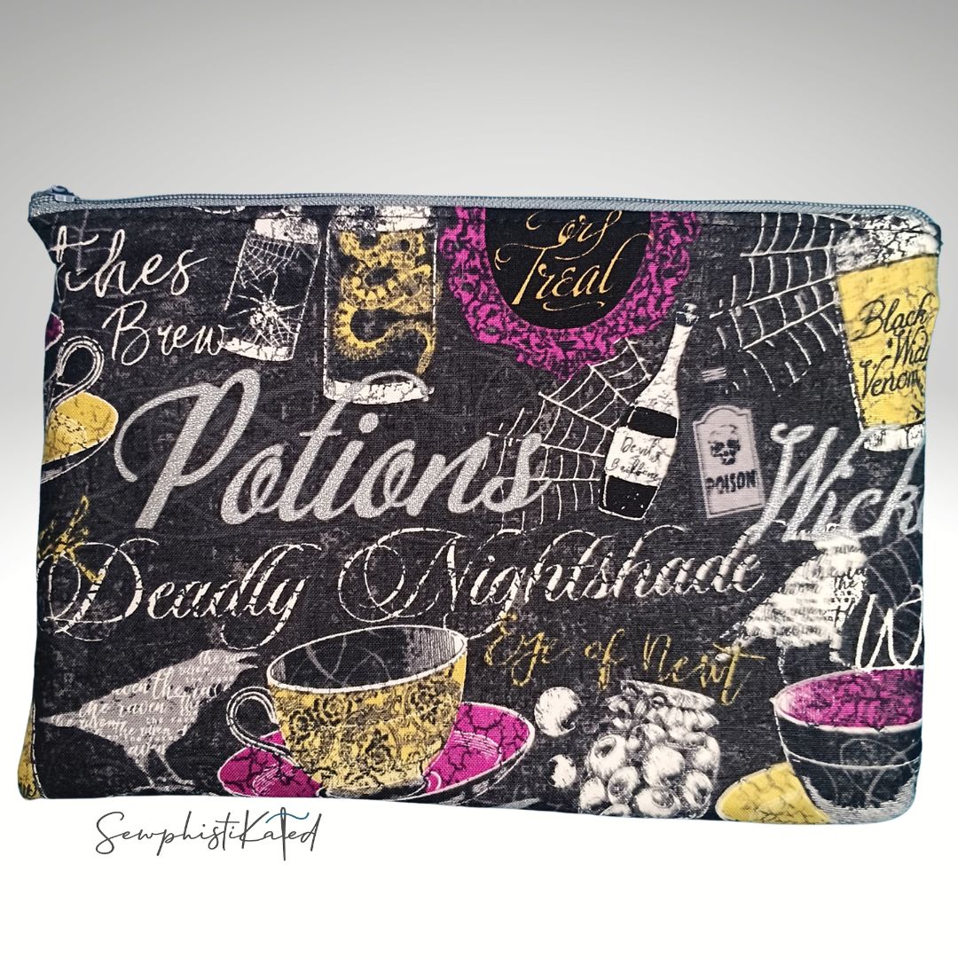 Witch Apothecary &amp; Mystic Cabinet Zipper Pouch | Handmade Cotton Bag