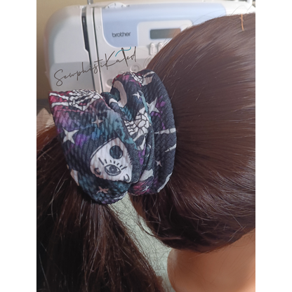 Witchy Planchette Headbands &amp; Scrunchies – Celestial Skeleton Hair Accessories (Purple, Black &amp; Teal)