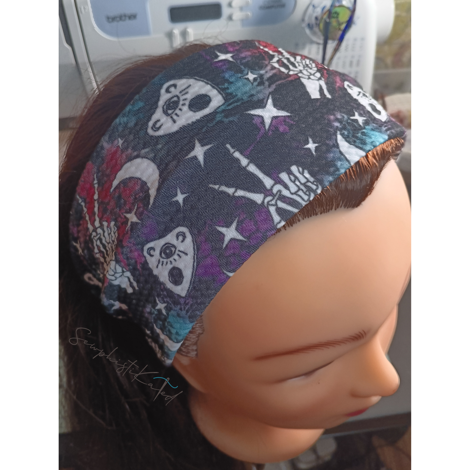 Witchy Planchette Headbands &amp; Scrunchies – Celestial Skeleton Hair Accessories (Purple, Black &amp; Teal)