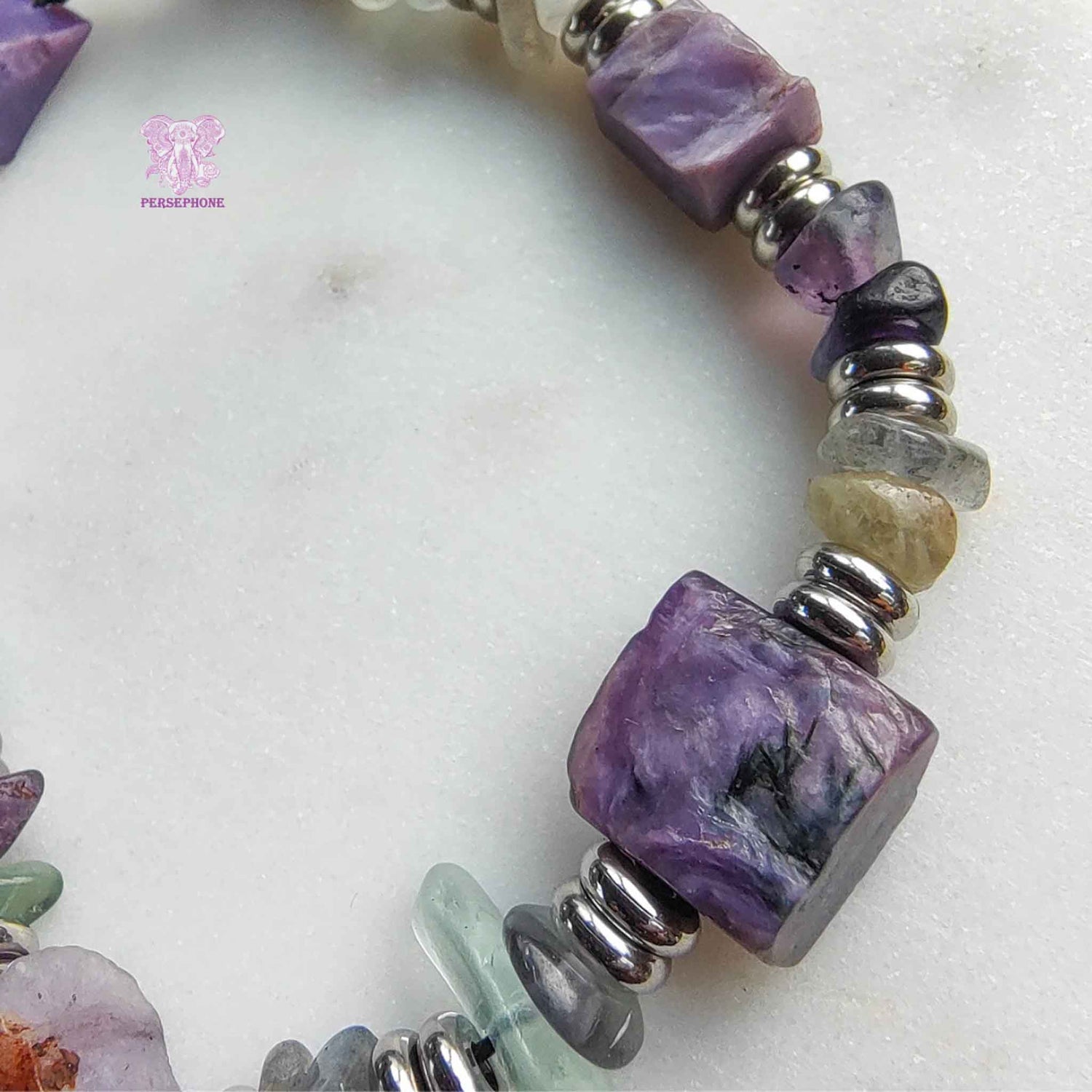 Alcyone Bracelet; Charoite and Fluorite