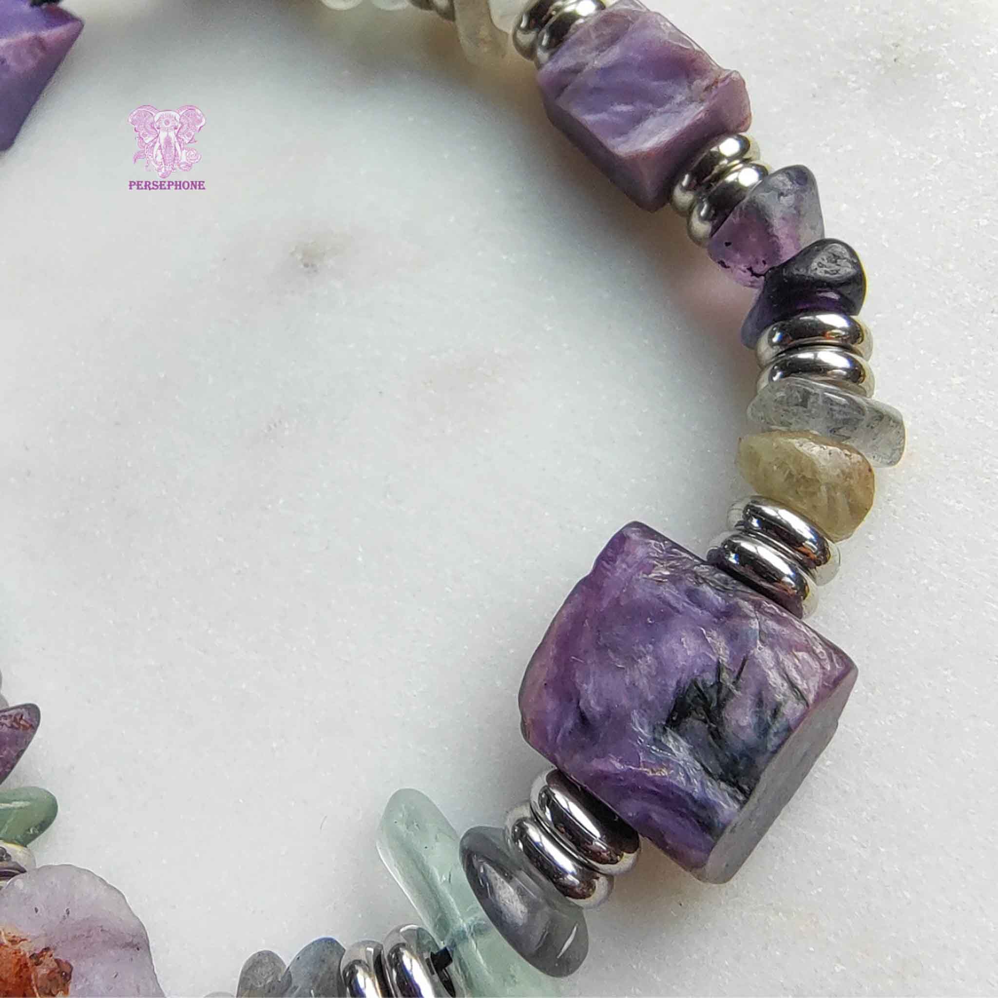 Alcyone Bracelet; Charoite and Fluorite