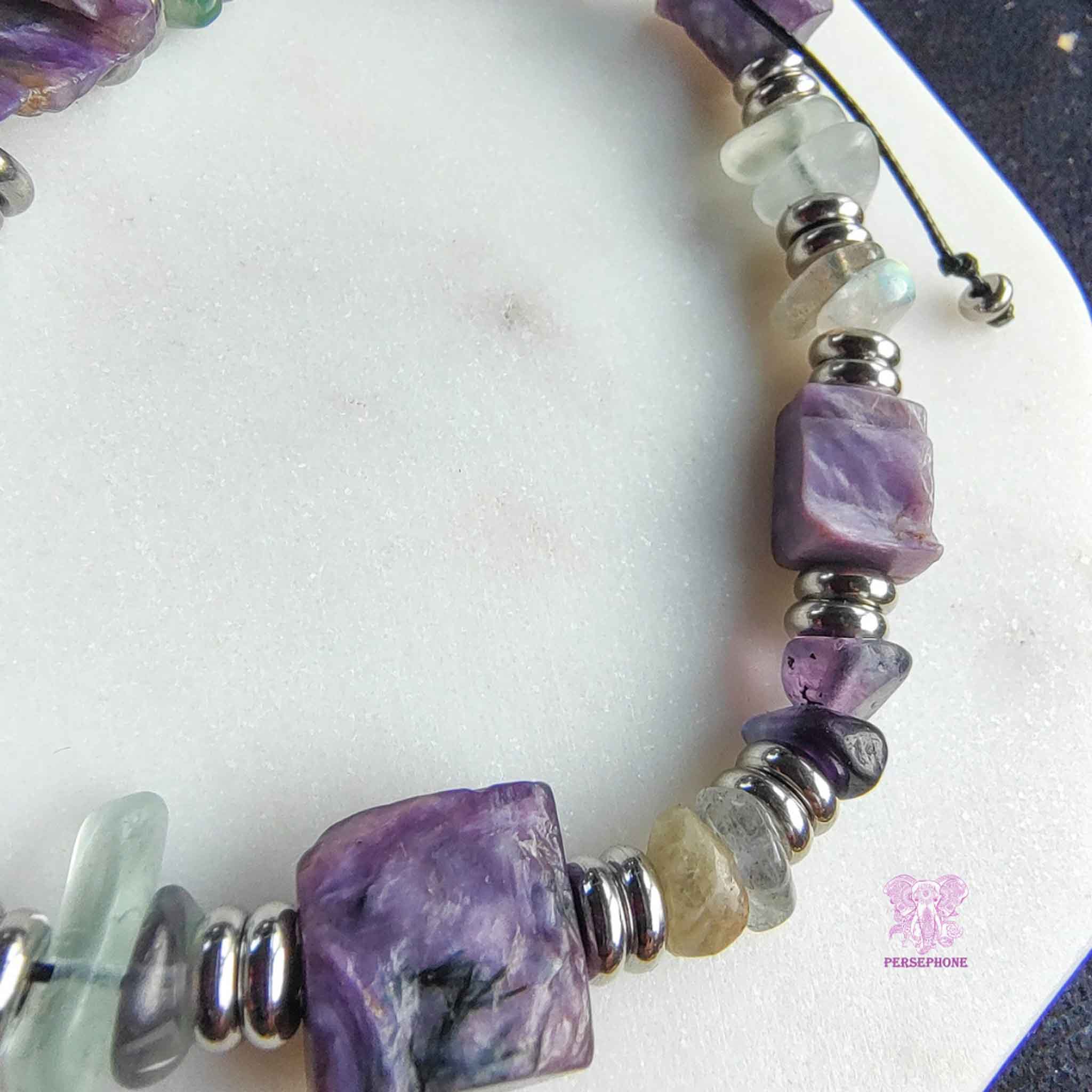 Alcyone Bracelet; Charoite and Fluorite