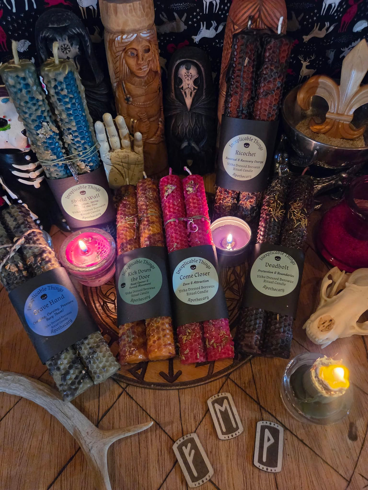 Kick Down the Door Seidr Beeswax Spell Candles - A Flame for Breakthrough, Forceful Movement, and Refusing Continued Delay