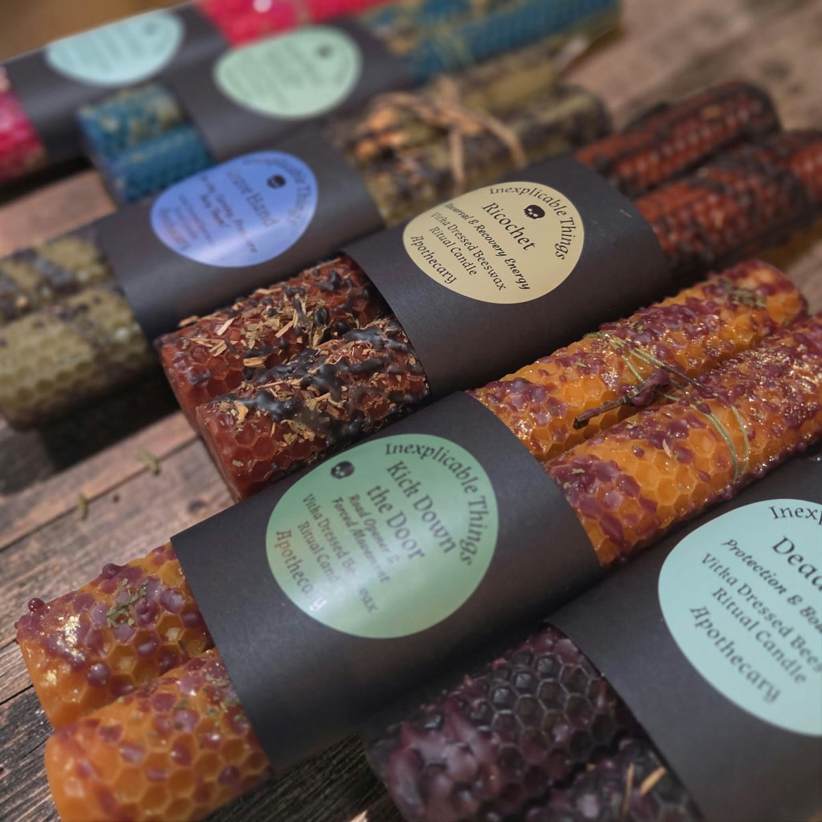 Kick Down the Door Seidr Beeswax Spell Candles - A Flame for Breakthrough, Forceful Movement, and Refusing Continued Delay