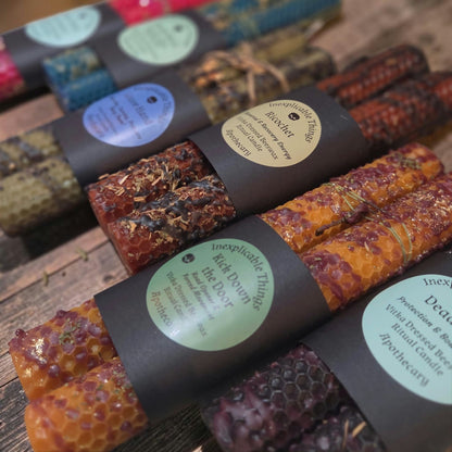 Kick Down the Door Seidr Beeswax Spell Candles - A Flame for Breakthrough, Forceful Movement, and Refusing Continued Delay