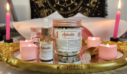 Luxurious Aphrodite ritual bath set for love, beauty, devotion, and sacred self-care.