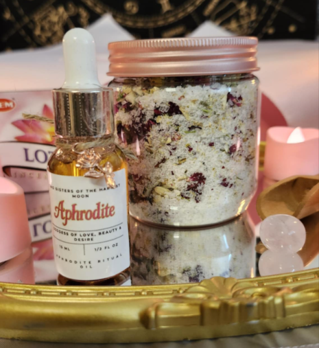Luxurious Aphrodite ritual bath set for love, beauty, devotion, and sacred self-care.
