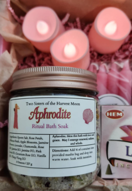 Luxurious Aphrodite ritual bath set for love, beauty, devotion, and sacred self-care.