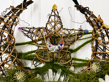 Celestial crystal moon and star wreath