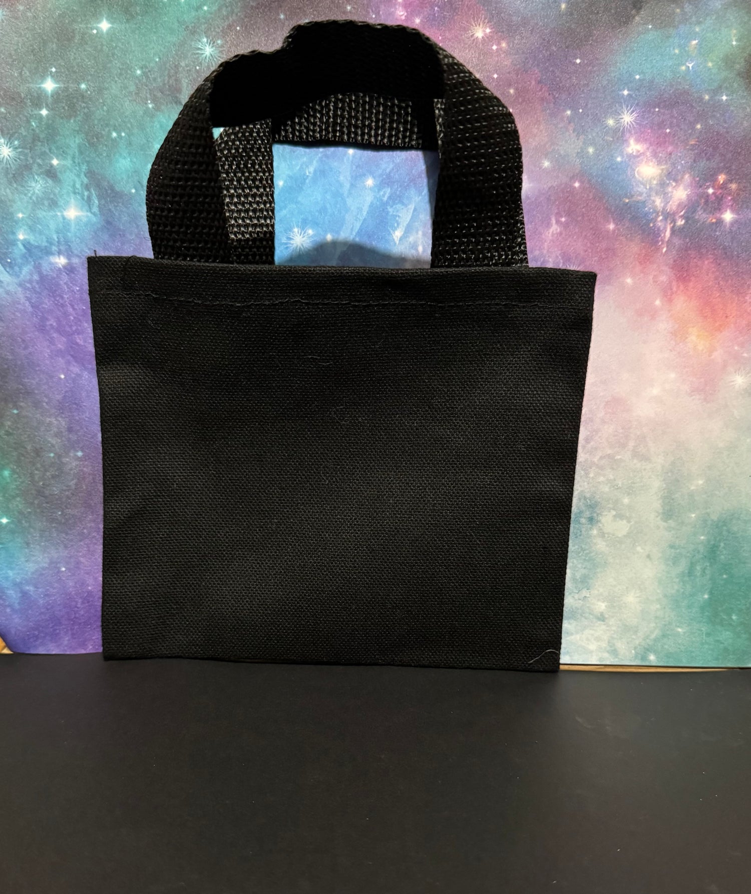 Mini Canvas Tote Bag with Transfer Decal - Black