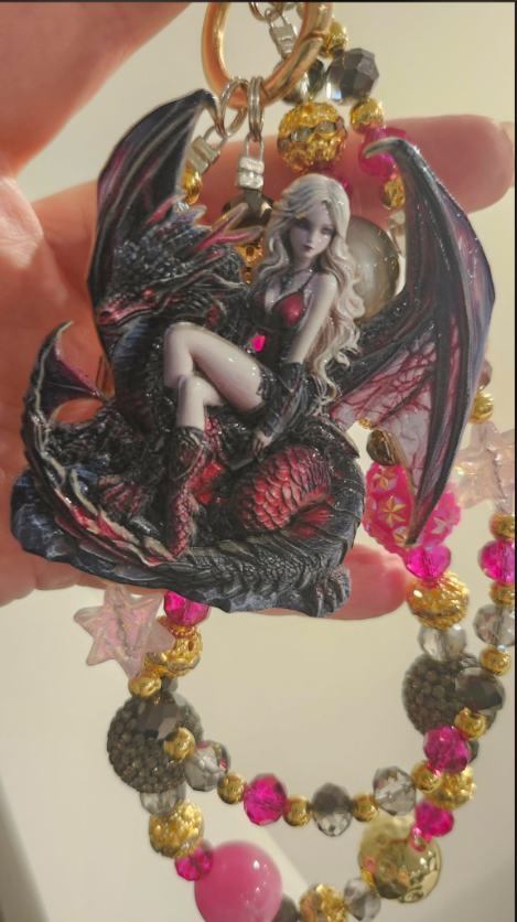 Handbag &amp; Purse Chain - Dragon Rider Black/Red