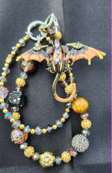 Handbag &amp; Purse Chain - Dragon Black &amp; Rose/Peach