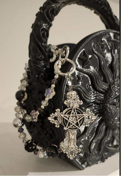 Handbag &amp; Purse Chain - Silver Cross with Pentagram