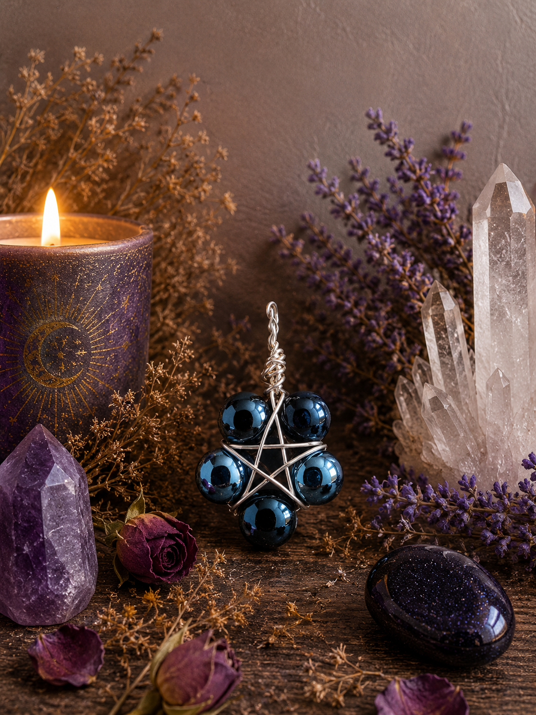 Guardian Pentacle - Black tourmaline &amp; Hematite