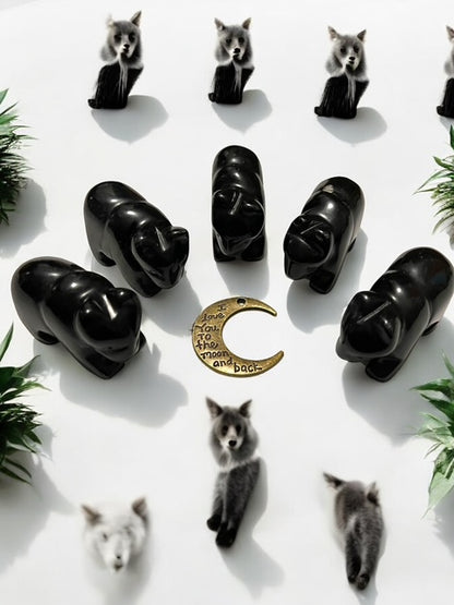 Black Obsidian Bear Crystal Carving
