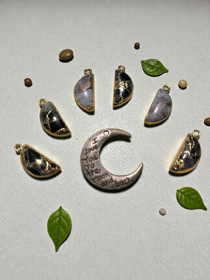 Black Tourmaline and Pink Opal necklace pieces