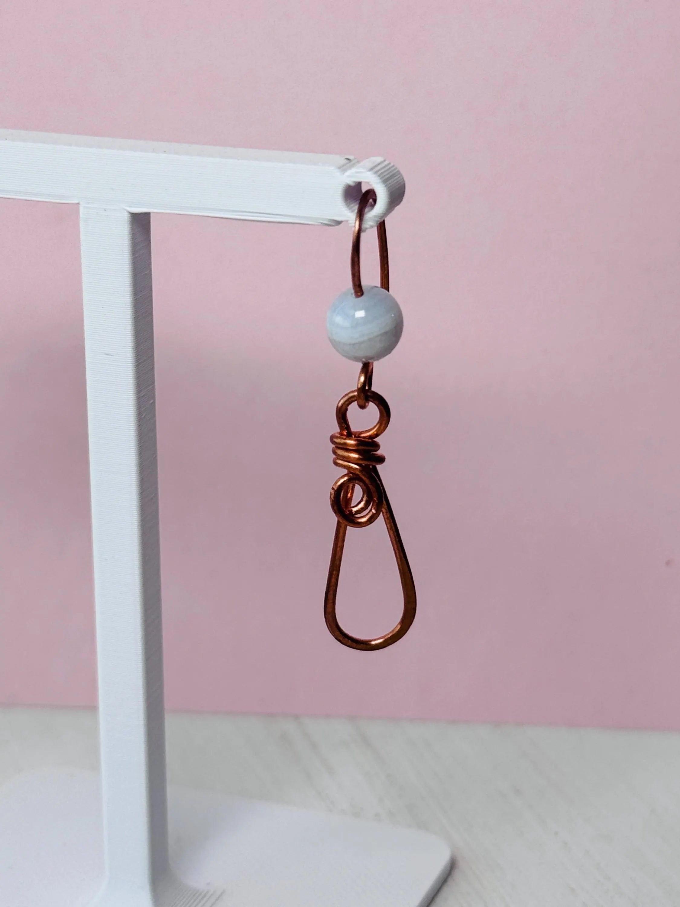 Copper Wire Wrapped Earrings with Crazy Lace Agate