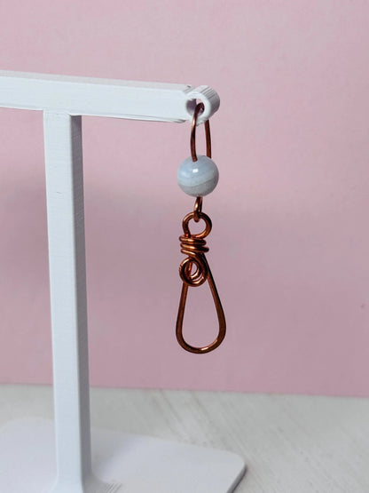 Copper Wire Wrapped Earrings with Crazy Lace Agate