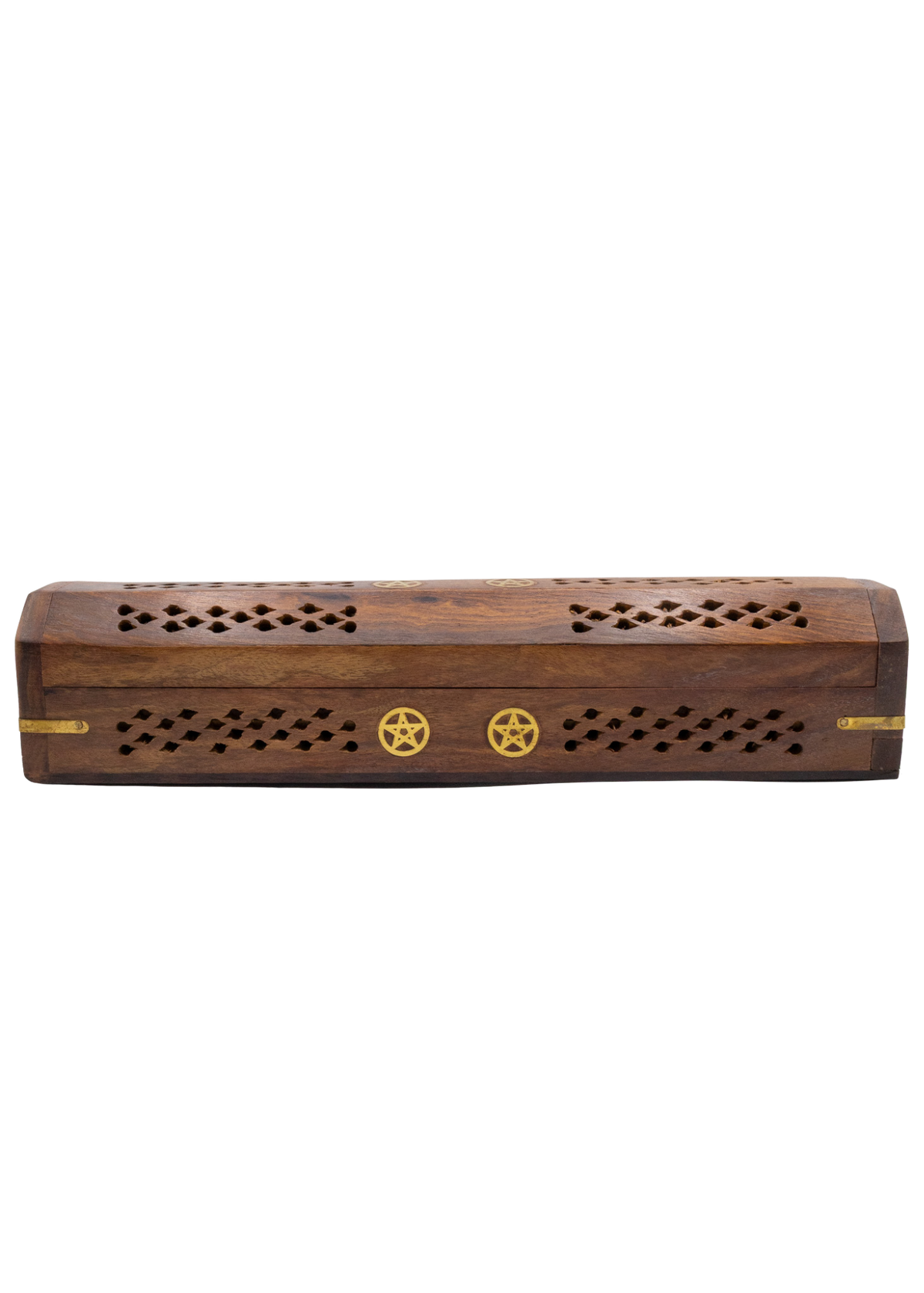 Pentacle Brass Inlay Coffin Incense Burner