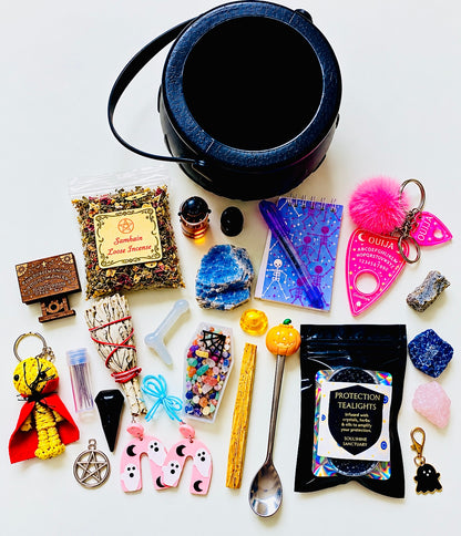 Samhain Halloween witchy mystery cauldrons