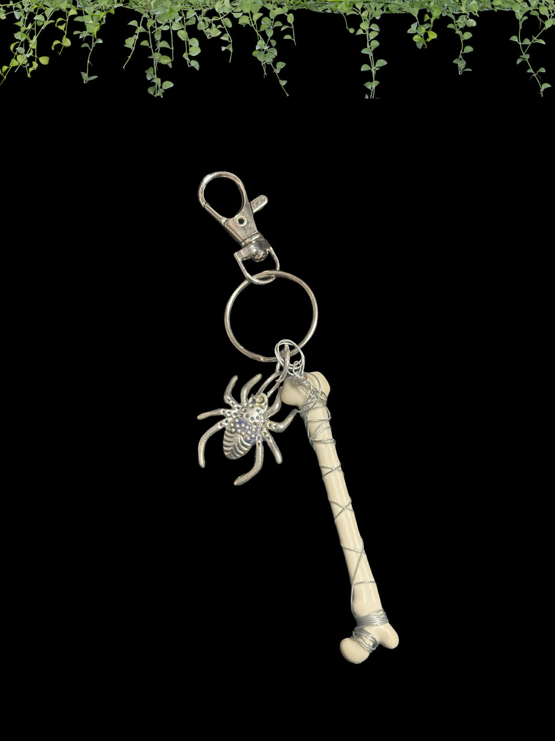 Faux Bone &amp; Spider Keychain