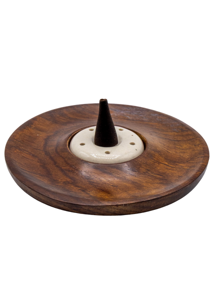 Ceramic &amp; Wood Cone - Stick Incense Burner