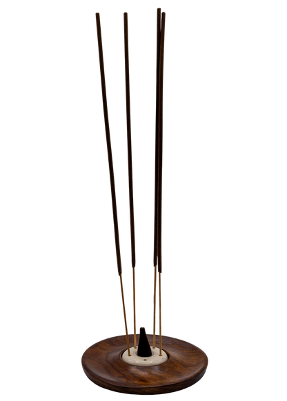 Ceramic &amp; Wood Cone - Stick Incense Burner