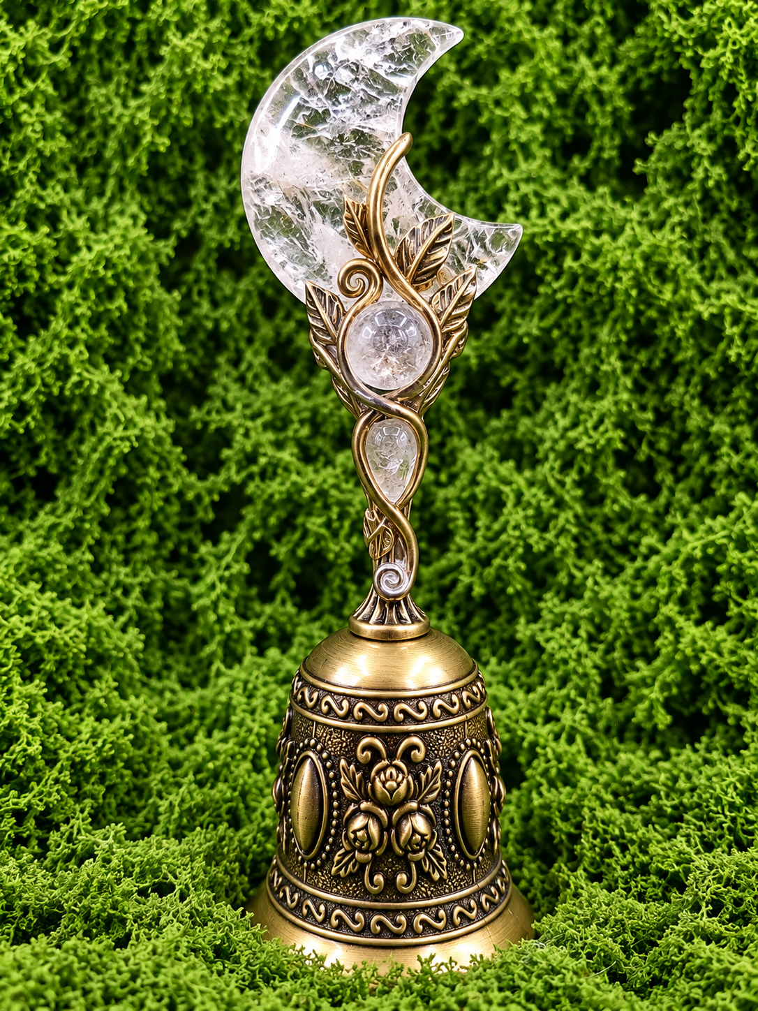 Clear Quartz Moon Bell 