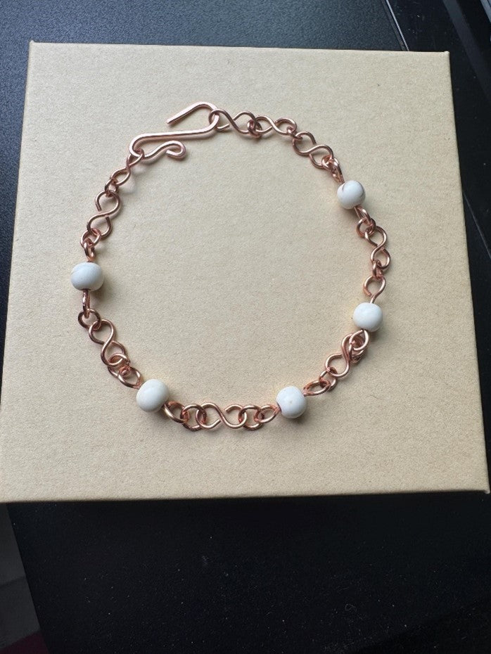 Handmade Copper and Magnesite Bracelet