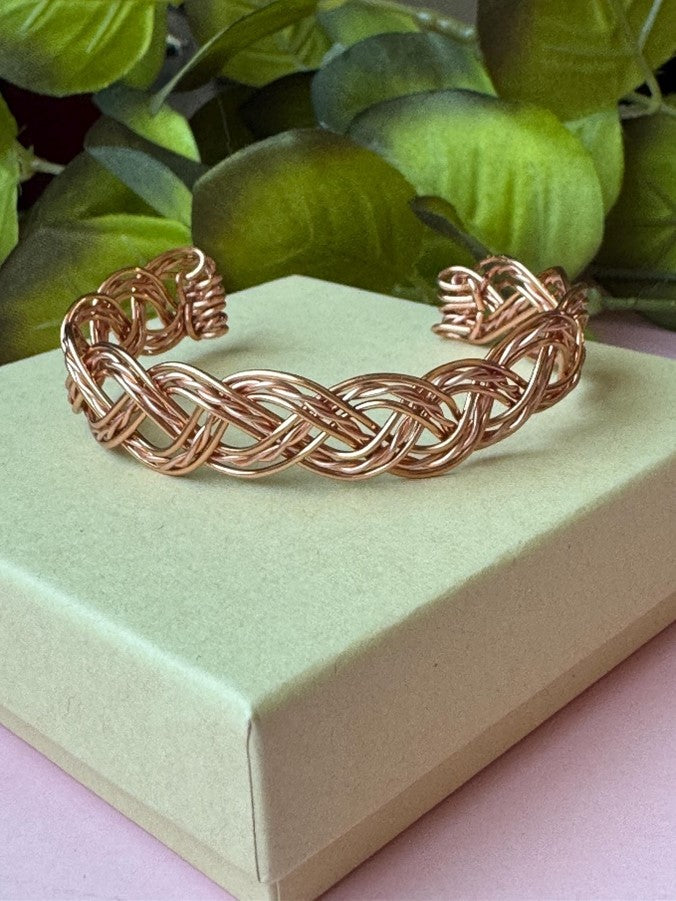 Handmade Braided Copper Cuff Bracelet