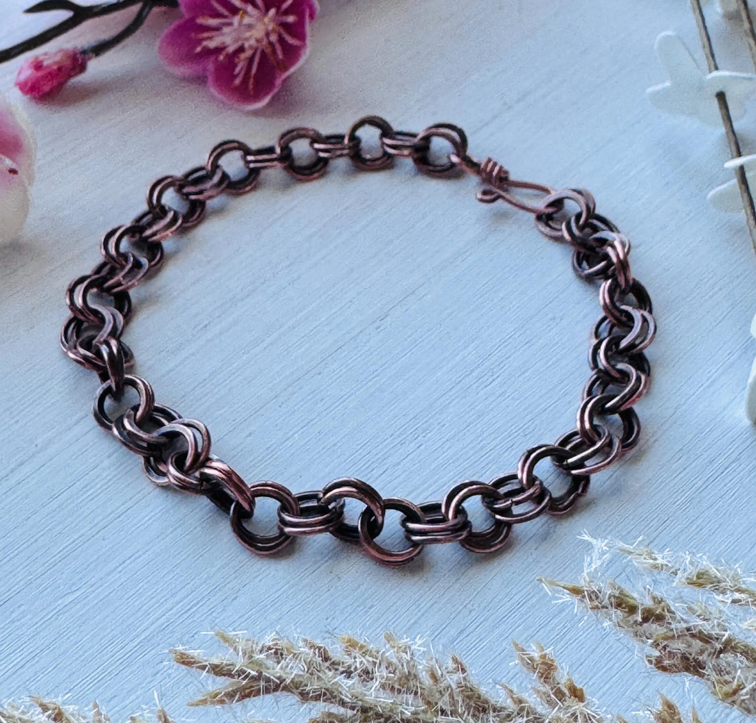 Oxidized Copper Link Bracelet