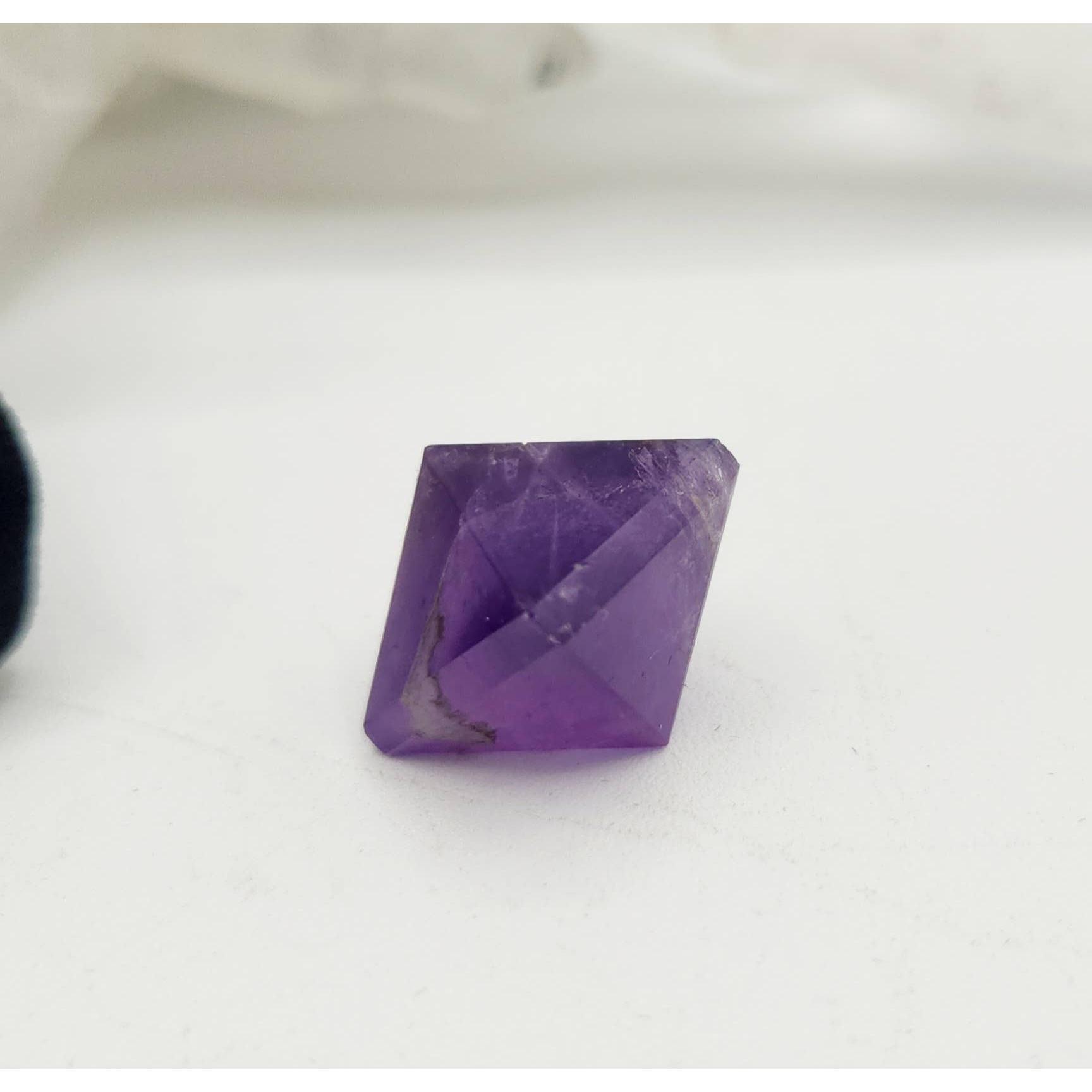 Amethyst 7-Piece Sacred Geometry Crystal Set with Wooden Grid &amp; Velvet Bag