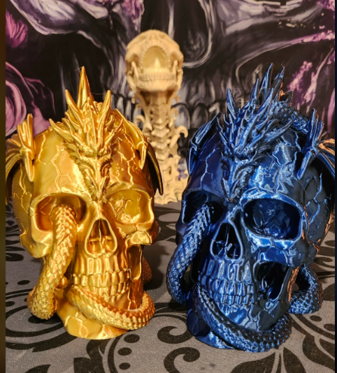 Dragon Wrapped Skull Incense Holder