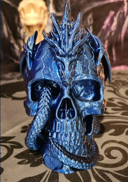 Dragon Wrapped Skull Incense Holder