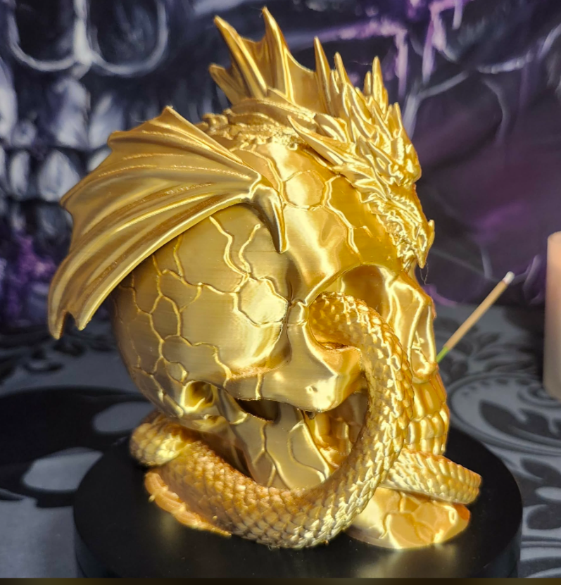Dragon Wrapped Skull Incense Holder