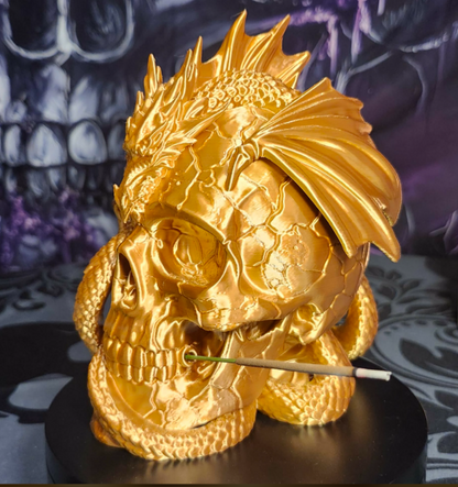 Dragon Wrapped Skull Incense Holder