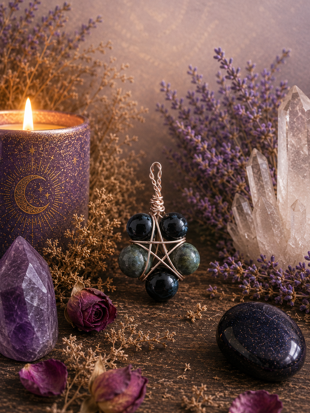 Guardian Pentacle Pendant - Dragons Blood &amp; Black Tourmaline